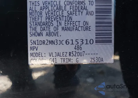 2018 Nissan Pathfinder Sv z USA, uszkodzony, nr VIN 5N1DR2MN3JC615310